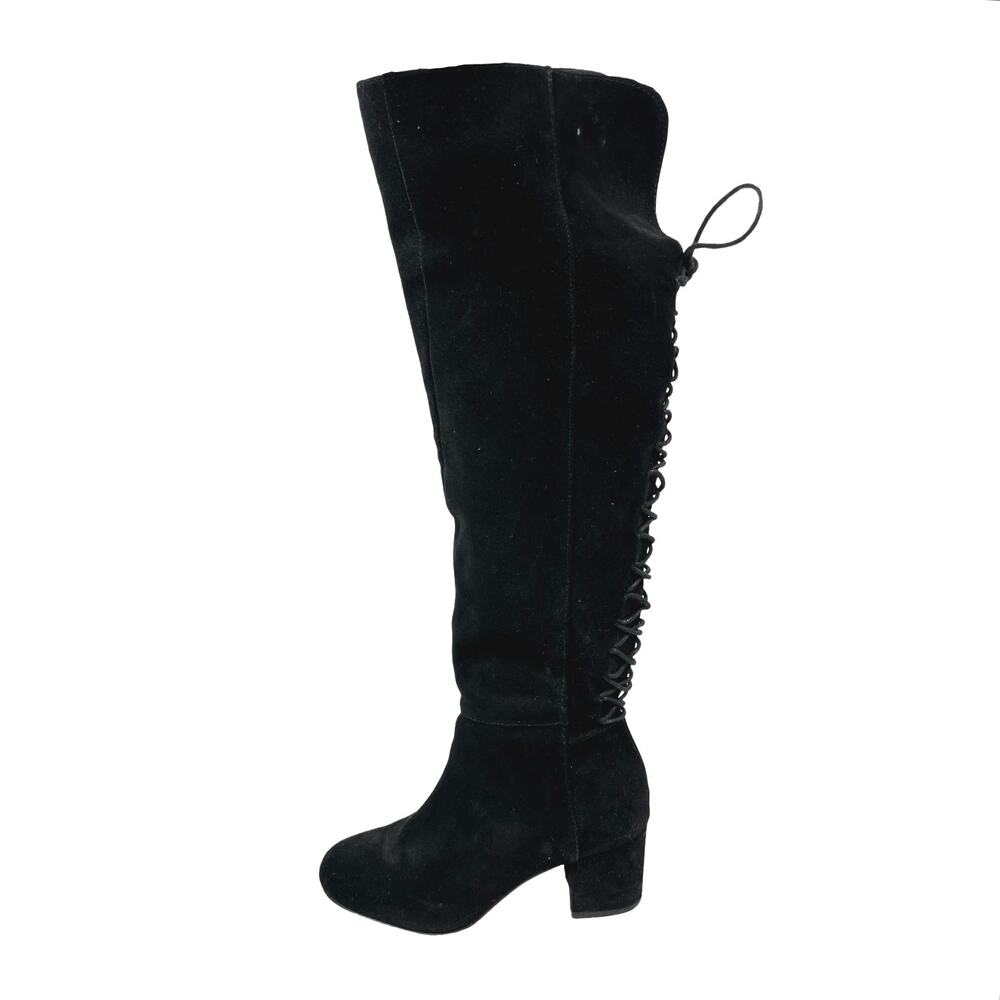 Steve Madden Hansil Women's Black Suede Lace Up Back Round Toe Winter Boots 5.5